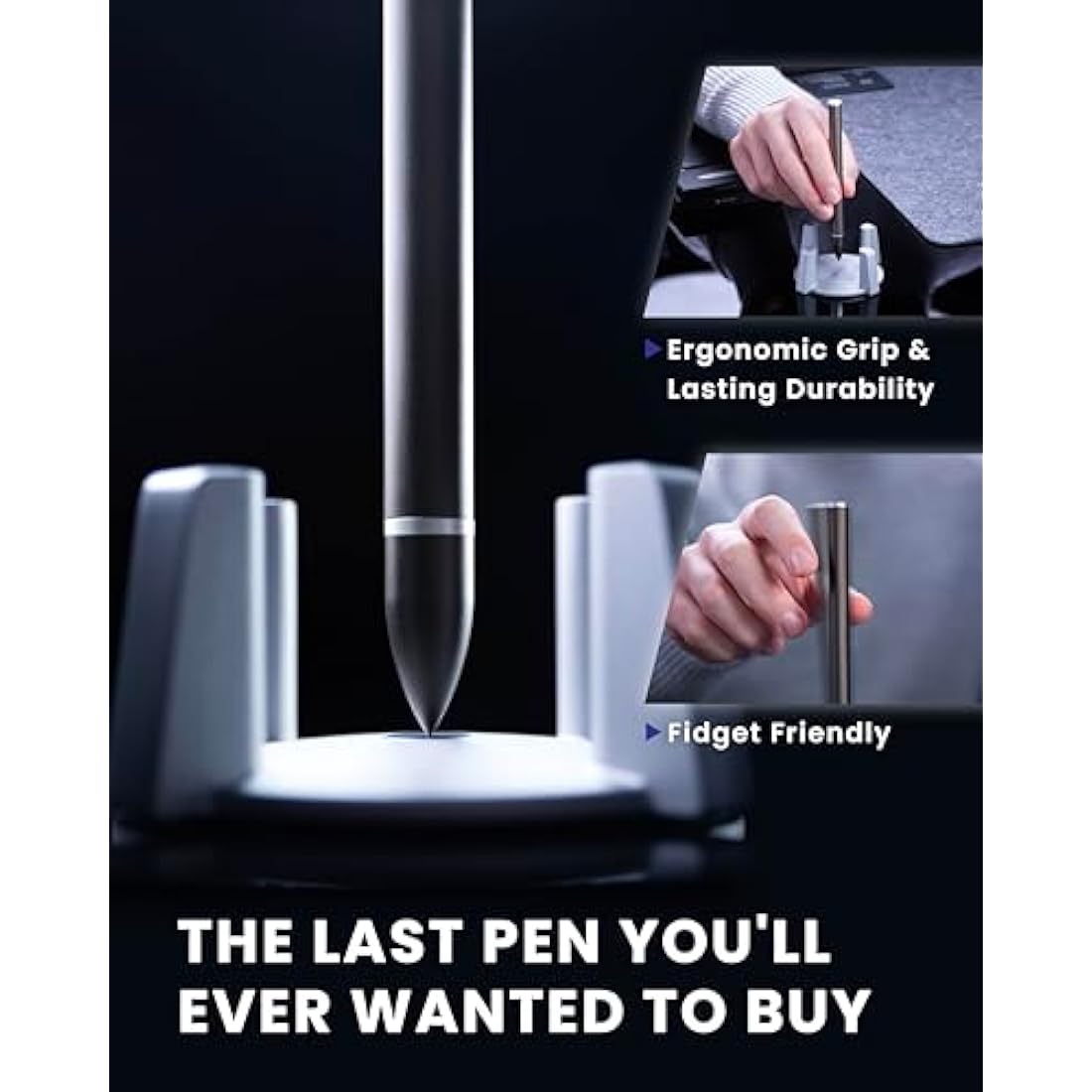 novium Hoverpen - Luxury Pen for Men & Women, Vertically Standing Executive Ballpoint Pen with Top Grade Free-Flowing Ink Refill, Metal Made, Unique Gifts, Mens Gifts Ideas, Gifts for Dad