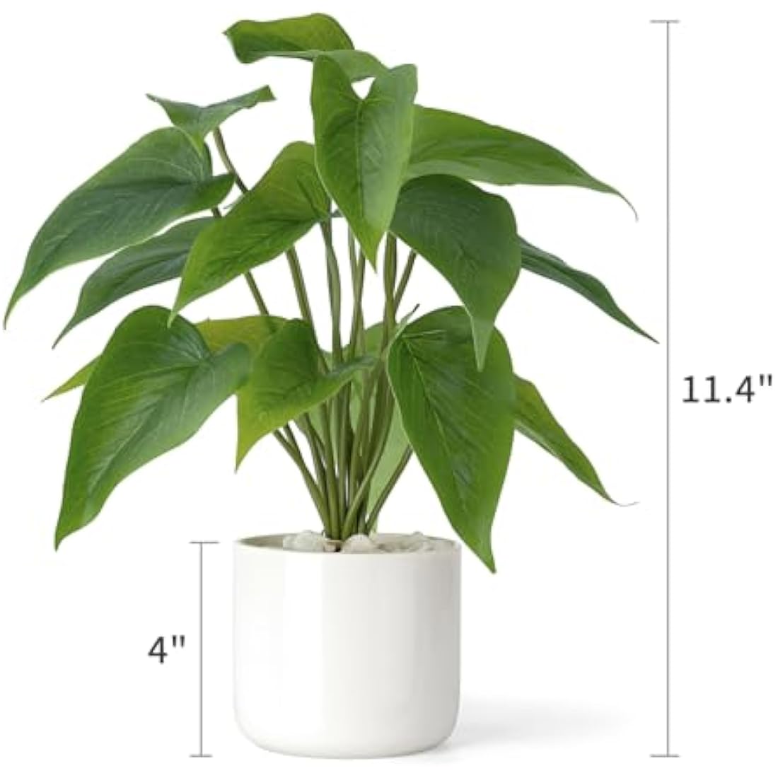 Mkono Fake Plants in Ceramic Pot, 11" Potted Artificial Plants for Home Decor Indoor Faux Green Leaf Plant with Modern White Planter for Desk Shelf Office Room Decoration (Pothos)