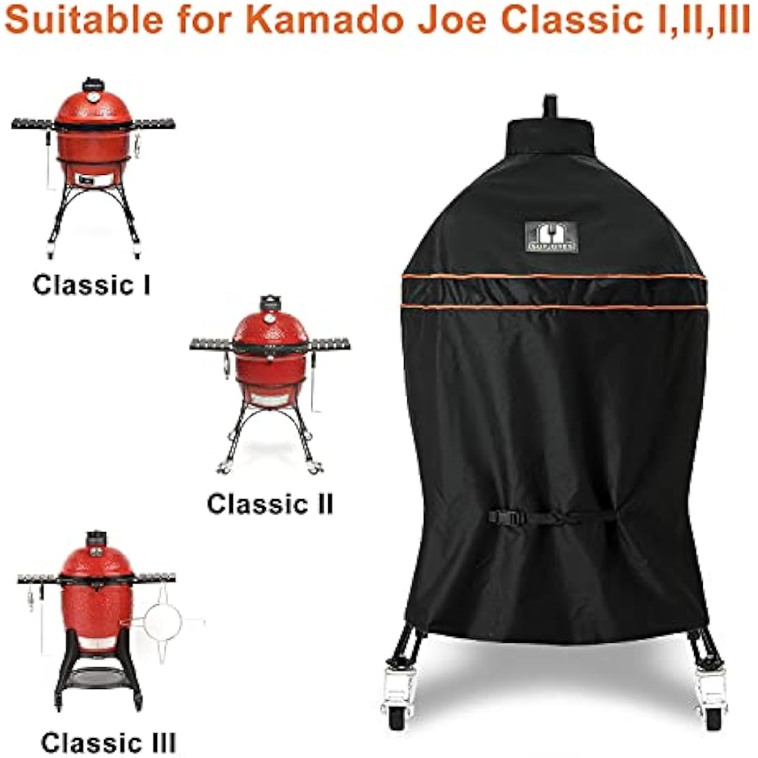 SUPJOYES Grill Cover for Kamado Joe Classic Charcoal, Waterproof Heavy Duty Kamado Joe Grill Acccessories