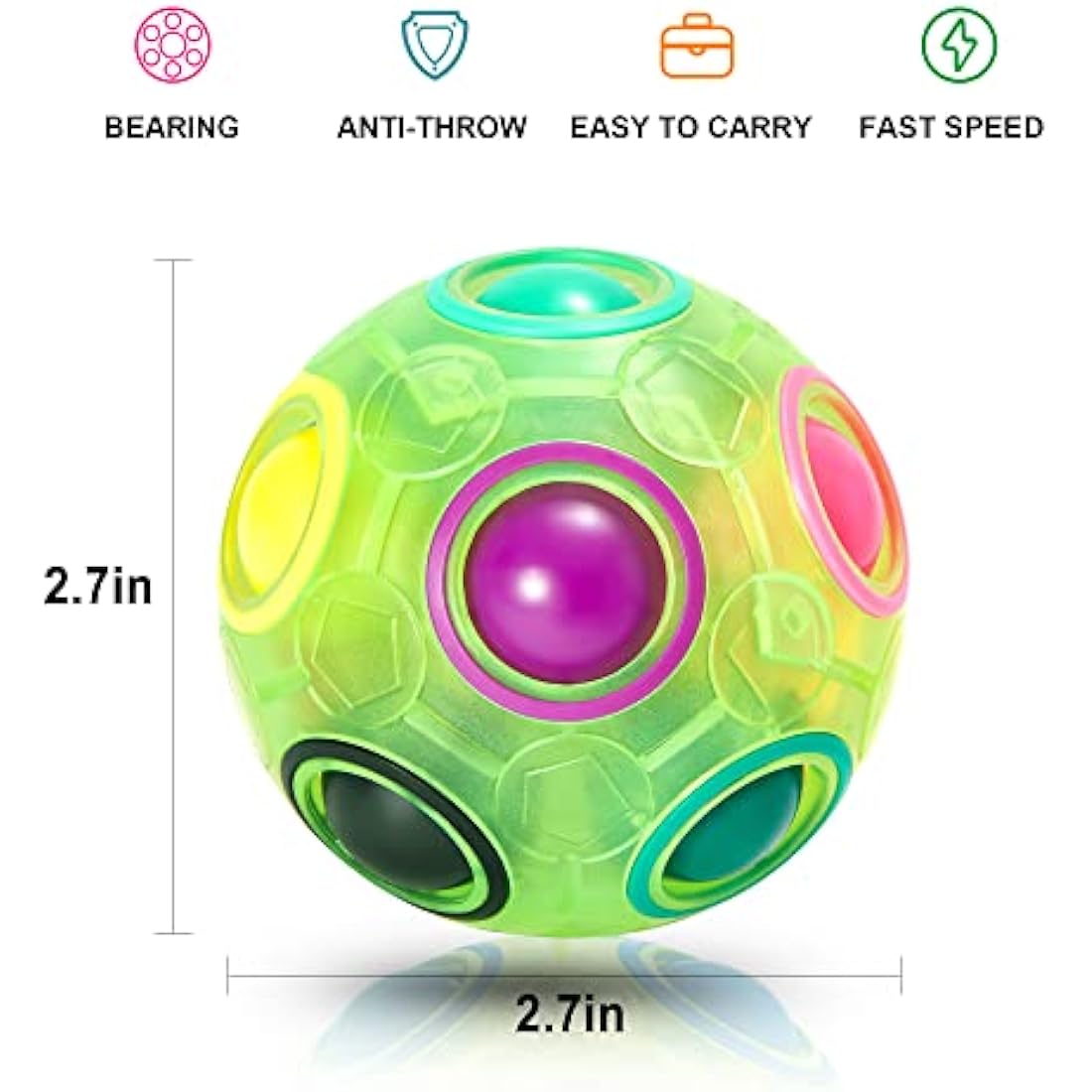 Vdealen Magic Rainbow Puzzle Ball- Fidget Ball 3D Puzzle Stress Reliever Brain Teaser Travel Toy- Birthday Party Easter Christmas Stocking Fillers Gift Toy for Kids Teens Adults- 3 Pack