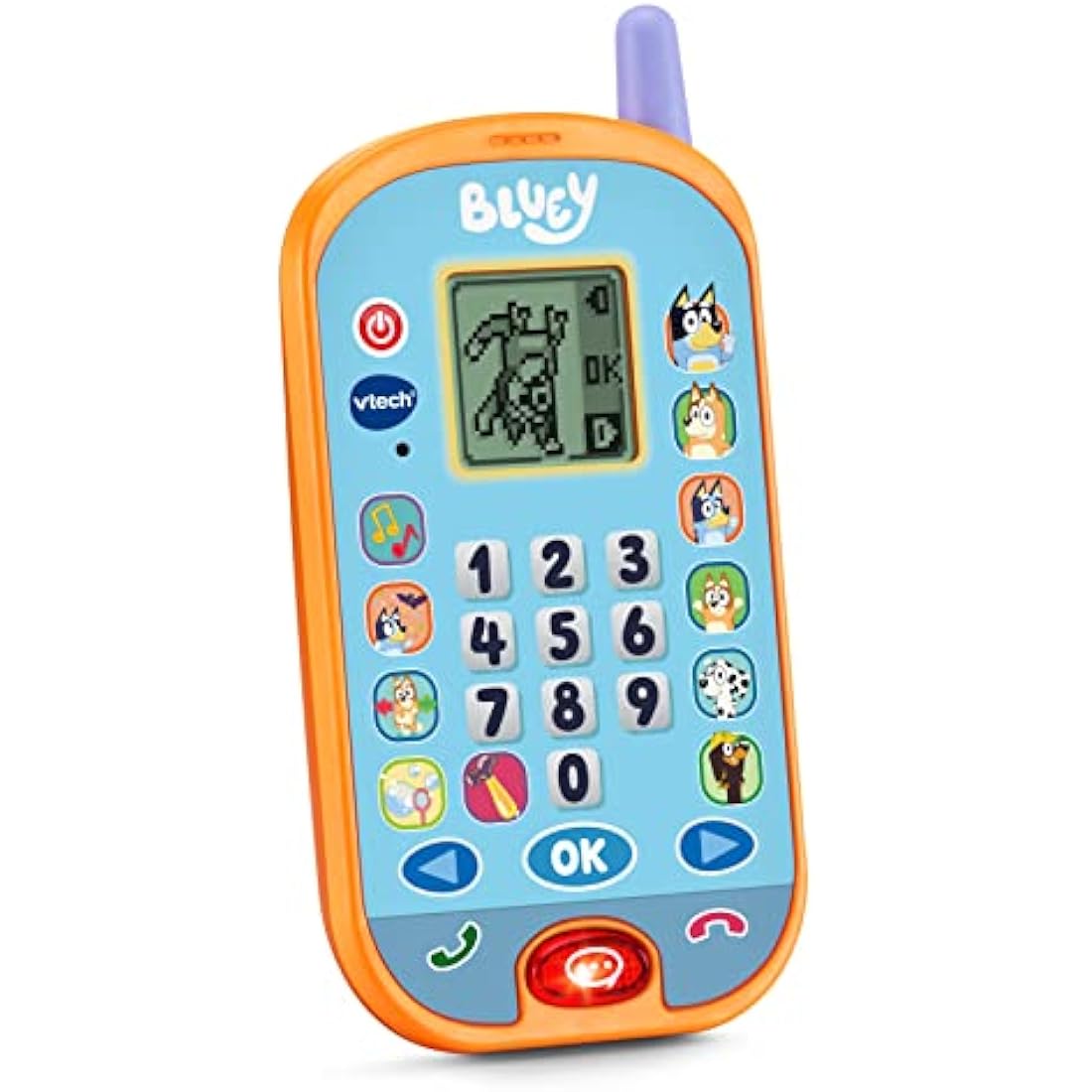 VTech Bluey Ring Ring Learning Phone, Official Bluey Toy, Interactive Role Play Phone, Toy Phone With Voice Activation, Games & Numbers, Educational Gift Children Ages 3, 4+ Years, English Version