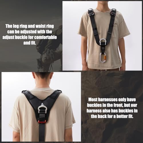 SOB Climbing Harness Shoulder Harness, Adjustable Shoulder Harness with Carabiner, Compatible with Climbing Harnesses