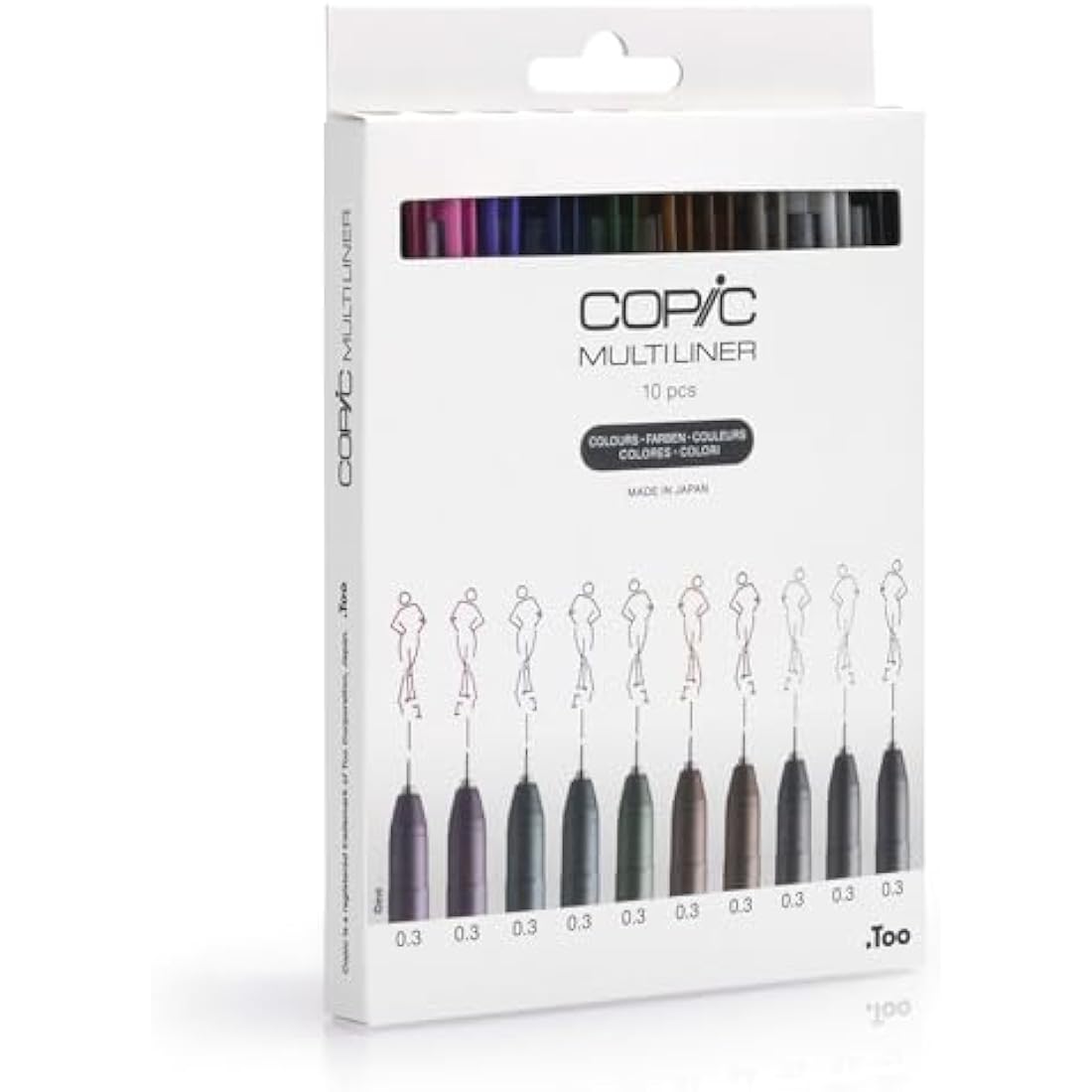 COPIC Multiliner, Multicoloured, Set Of 10, Fine, For Art & Crafts, Colouring, Graphics, Highlighter, Design, Anime, Professional & Beginners, Art Supplies & Colouring Books