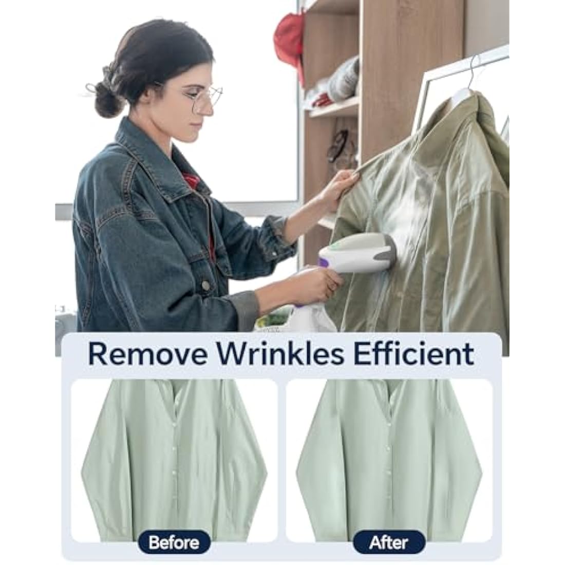 BEAUTURAL Steamer for Clothes, Portable Handheld Garment Fabric Wrinkles Remover, 30-Second Fast Heat-up, Auto-Off, Large Detachable Water Tank