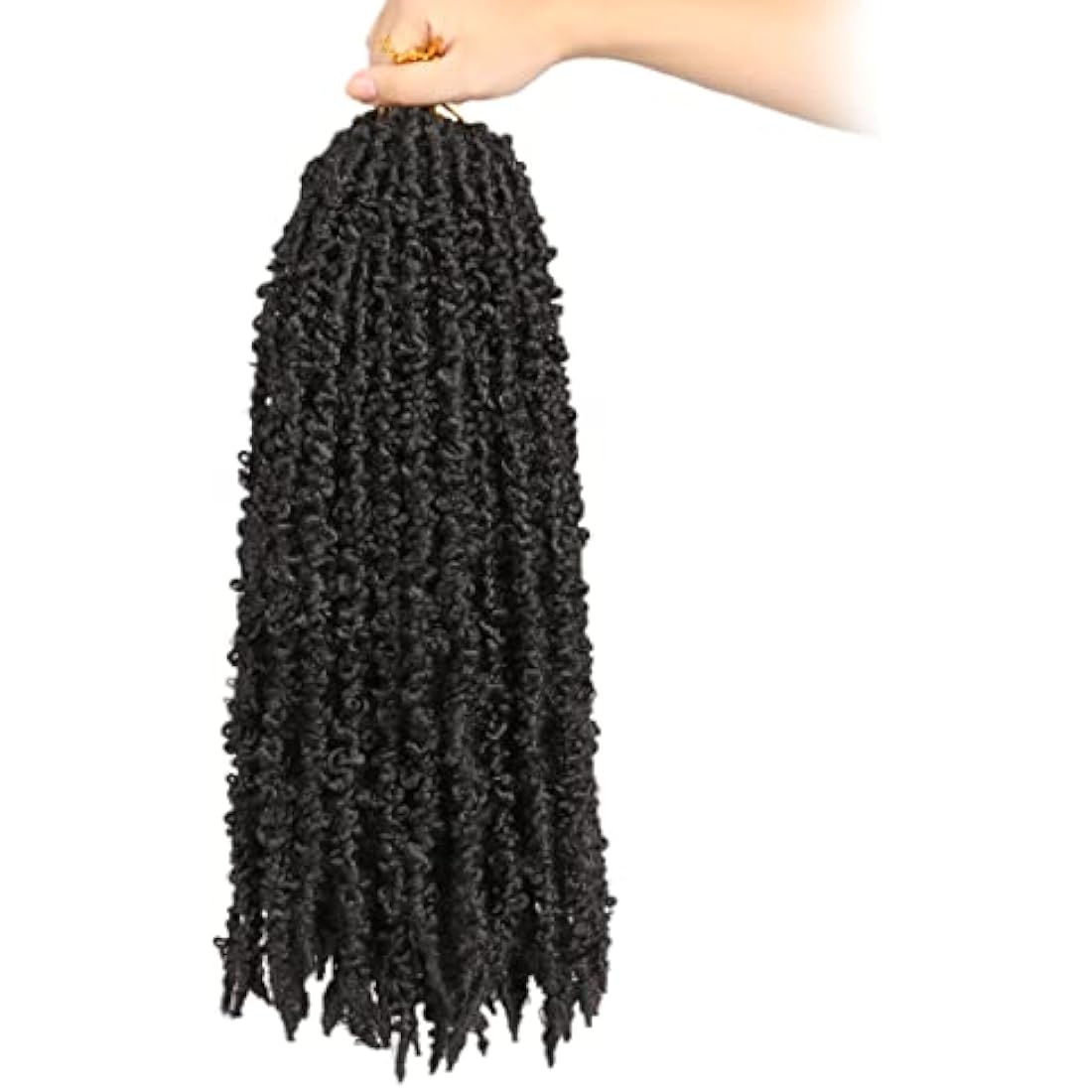 XTREND 24 Inch Black Butterfly Crochet Hair Long Distressed Faux Locs Pre-looped Crochet Braids Synthetic Soft Locs for Women 6Packs 10Strands/pack 1B#
