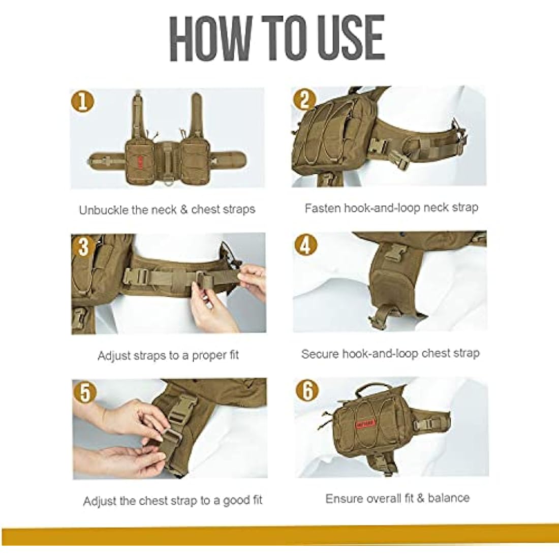 OneTigris Mammoth Dog Backpack 2.0 Version Tear Camping Hiking Dog Backpack for M/L Size Dogs (Brown, M)