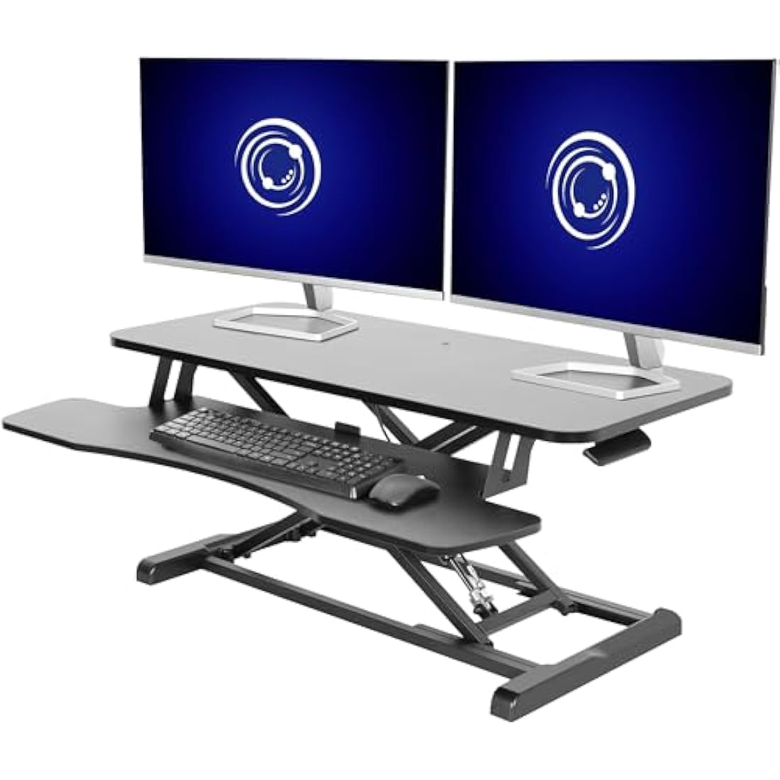 VIVO 91cm Desk Converter, K Series, Height Adjustable Sit to Stand Riser, Dual Monitor and Laptop Workstation with Wide Keyboard Tray, Black, DESK-V036KB