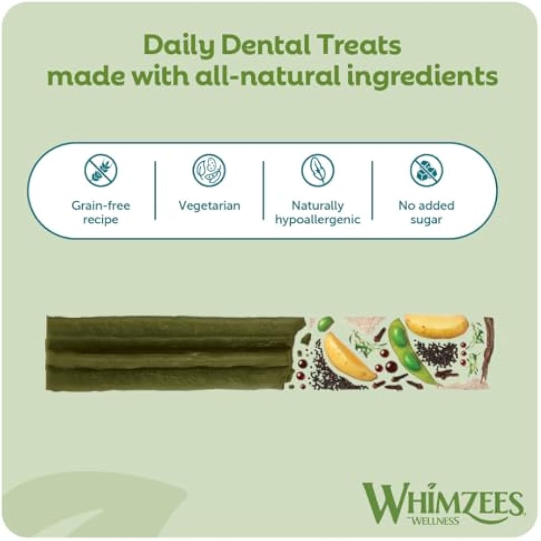 WHIMZEES By Wellness Stix, Dog Dental Sticks, 14 Pieces, Size M, Dog Chews for Medium Breeds, Natural, Grain-Free, Rawhide-Free, Vegetarian, No Added Sugar