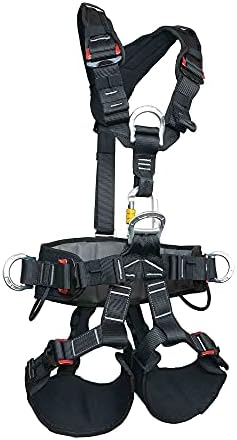 SOB Climbing Harness Safety Harness Full Body Safety Belt Adjustable Outdoor Mountain Climbing Belt for Rock Climbing Tree Climbing Fire Rescue Expanding Training Rappelling, CE Certified