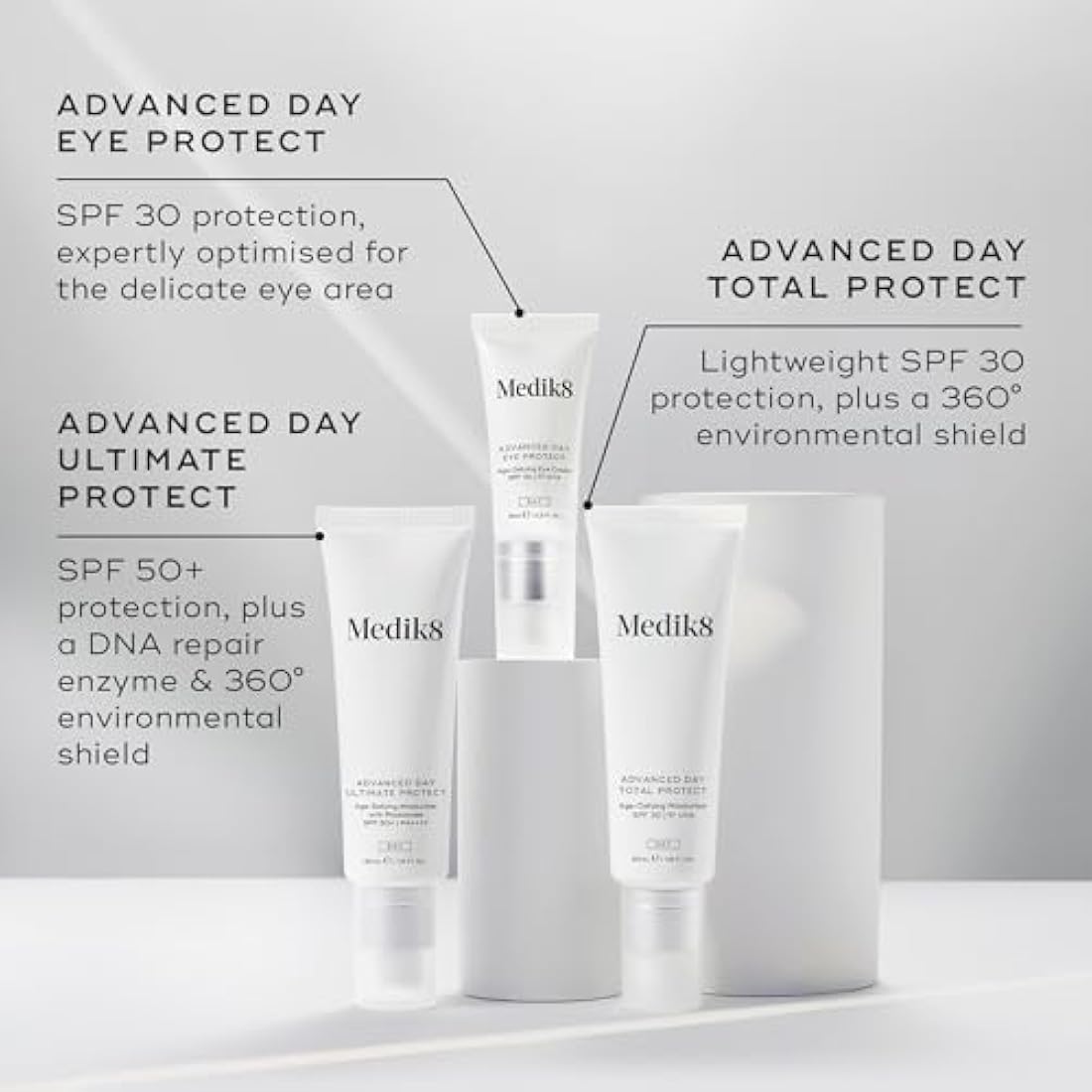 Medik8 Advanced Day Total Protect SPF 30 Face Moisturiser - Hydrating & Non-Greasy UVA Protection - Lightweight Suncreen & Moisturiser - 50ml