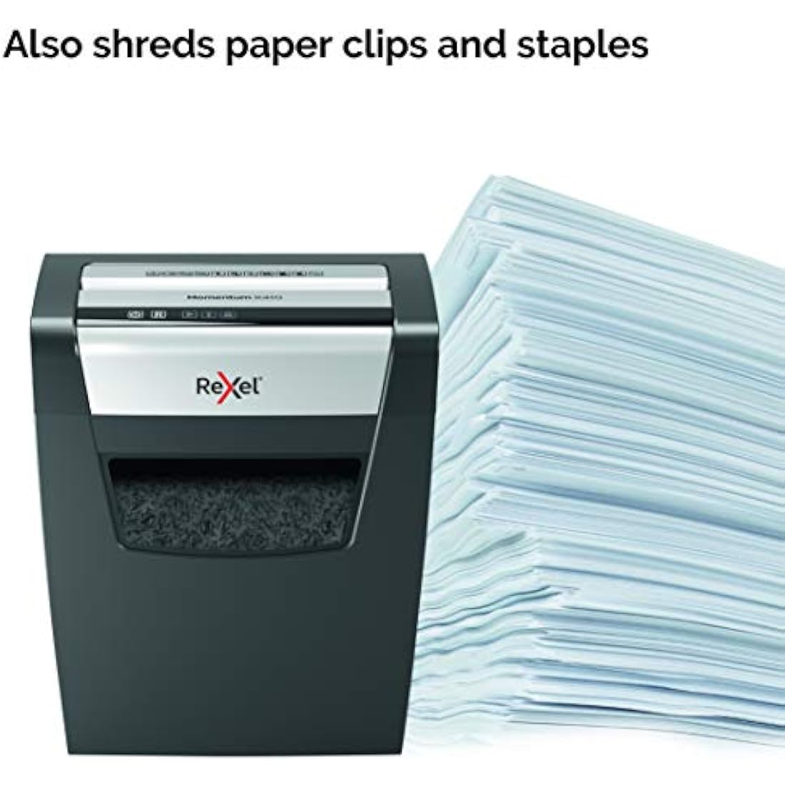 Rexel Momentum X410 Cross Cut Paper Shredder, Shreds 11-10 Sheets (70-80 gsm), 23 Litre Bin, Black, 2104571