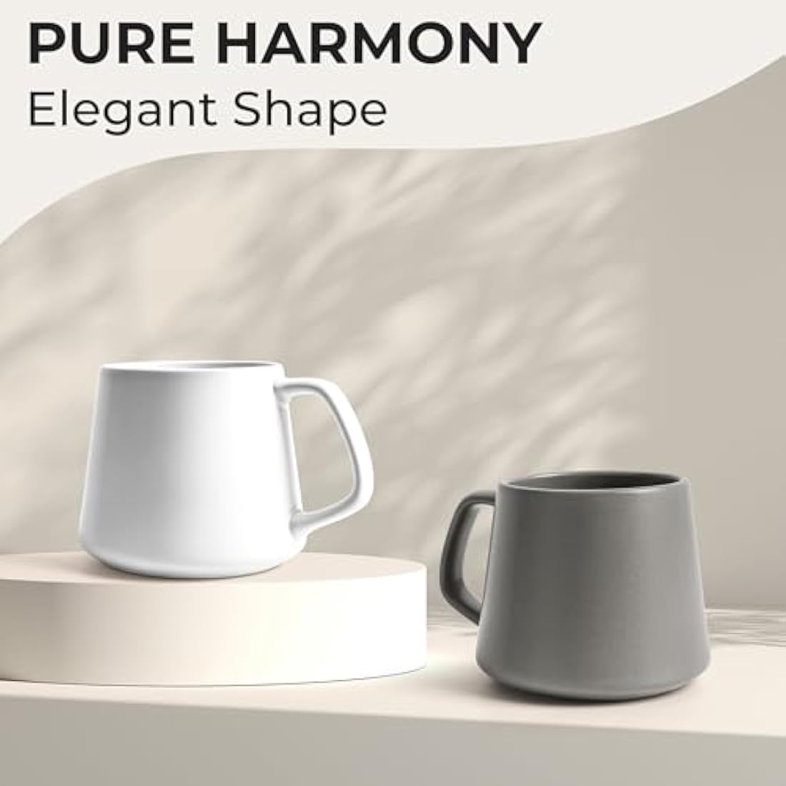 MIAMIO - Coffee Mugs Set of 4 / Large Ceramic Coffee Cups (420 ml) - Mug for Cappuccino, Tea, Espresso - Microwave and Dishwasher Safe - Luxe Collection (Classic Pastel)
