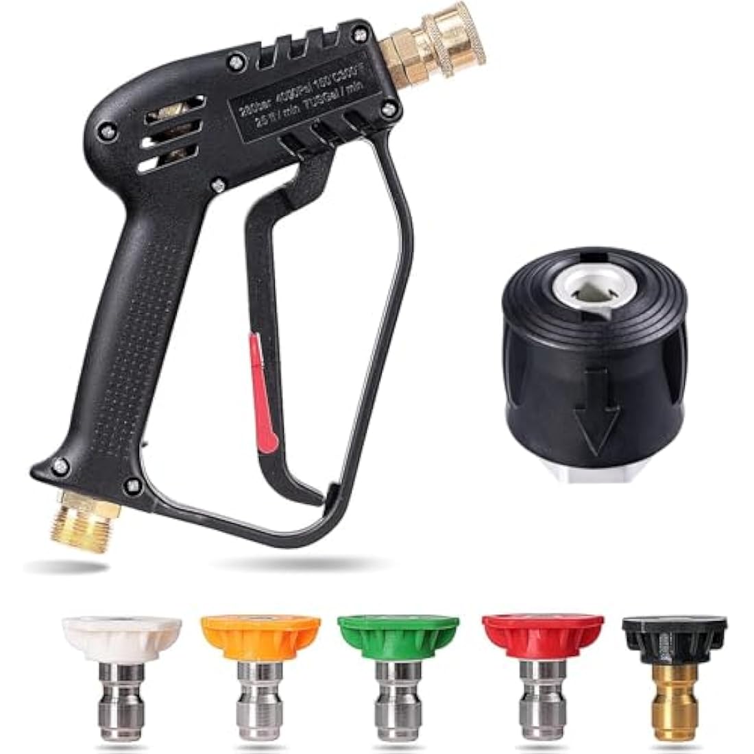 YUET High Pressure Washer Gun Handle with 5 Water Nozzle Tip,Water Wash Cleaner for Car Cleaning Kit(M22 14MM Fitting Hose Connector & 1/4" Bosch Nilfisk Quick Connector) Power Wand 4350 PSI