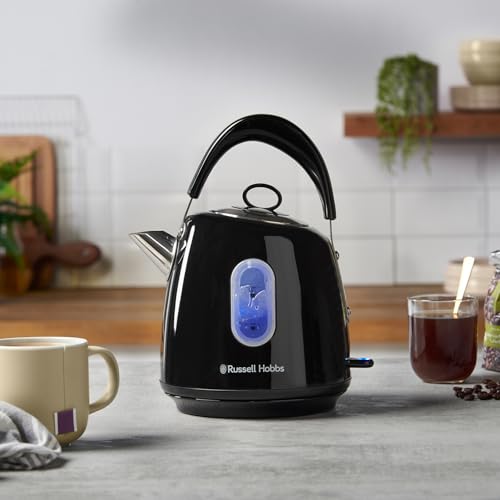 Russell Hobbs Electric Kettle (For Hot Water, Tea or Coffee, 1.5L, Fast Boil, Stainless steel with grey accents, Pull off lid, Perfect pour spout,