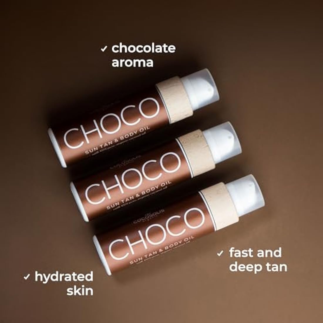 COCOSOLIS CHOCO tanning accelerator - organic oil with vitamin E & chocolate scent for a quick, intensive tan -enhancer for a deep tan - nourishing tanning bed oil (200)