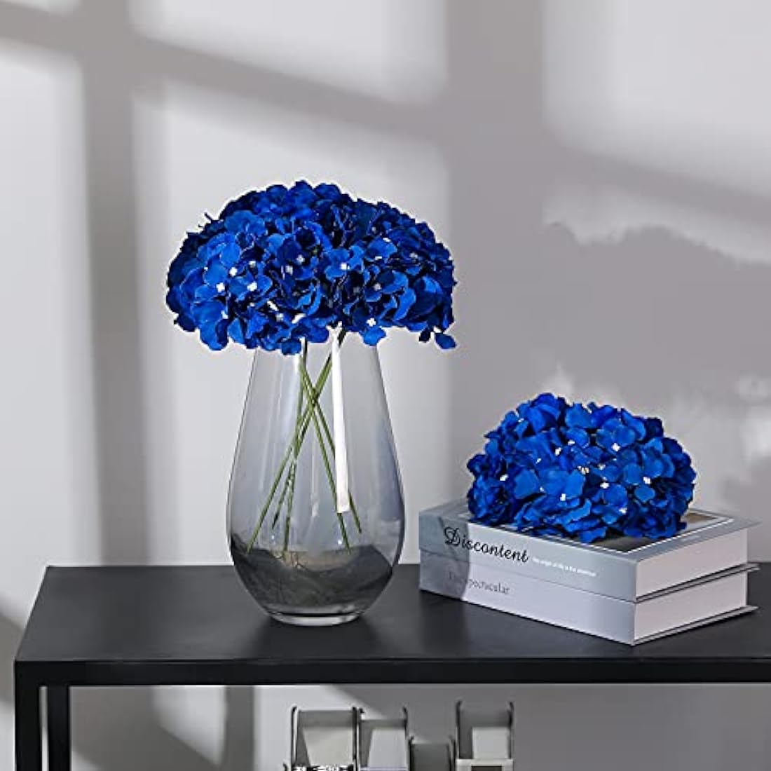 Tifuly 12Pcs Artificial Hydrangeas, Realistic Silk Hydrangeas Flower Heads with Stems Fake Flowers for Wedding Bridal Bouquets, Home Office Party Decor, Floral Arrangements, Centerpiece(Royal Blue)