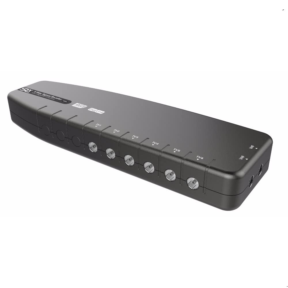 Signal Booster, SLx TV Amplifier 6 Output 27823BMR - Improve Picture Quality and Channel Reception - Boost Your HD TV/FM/DAB Signal. 6 Way - For HD