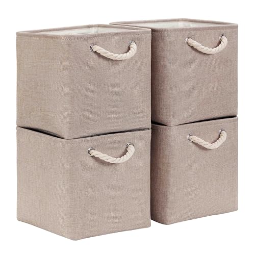 Mangata 33x38x33cm Cube Storage Boxes 3Pcs Light Khaki Foldable Baskets