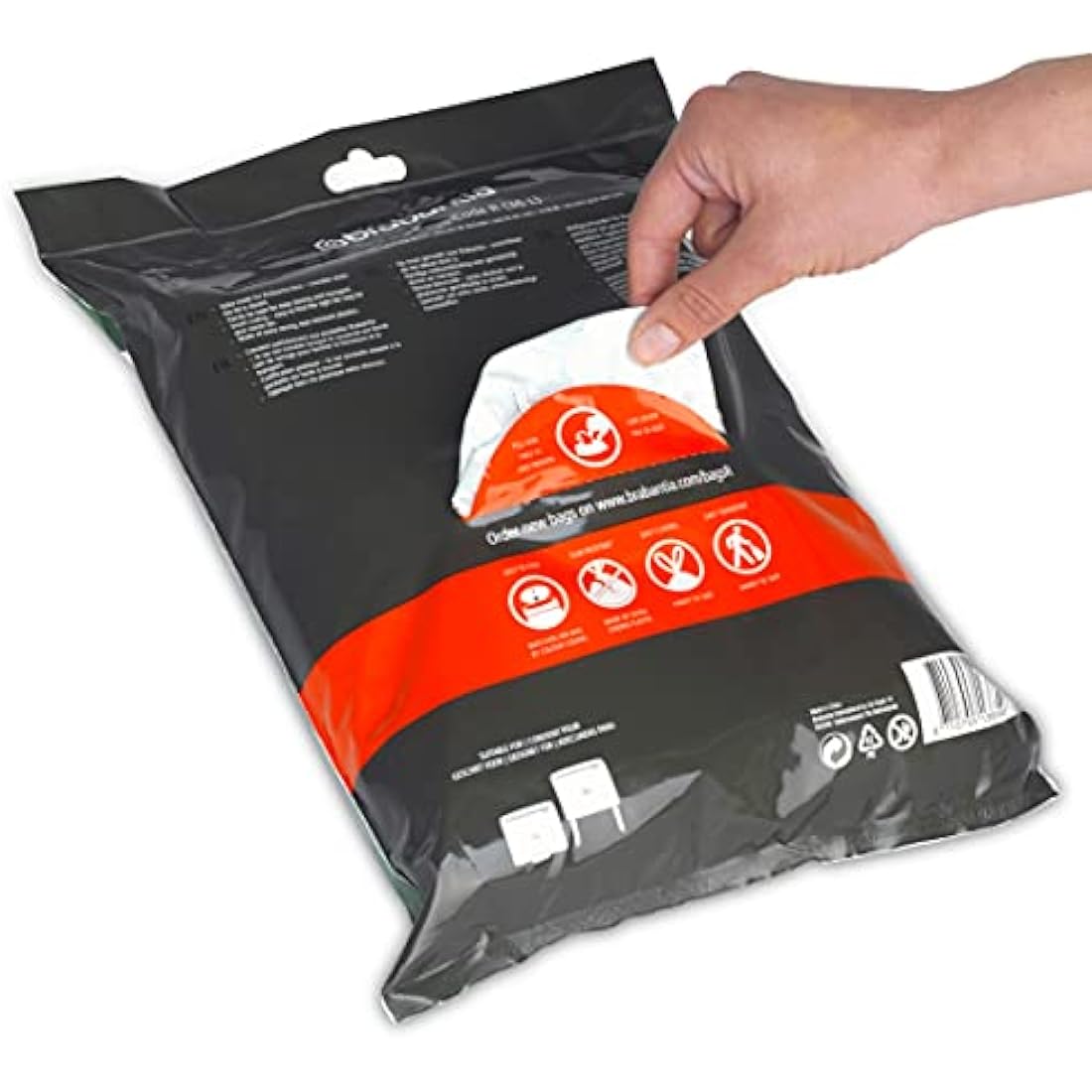 Brabantia 138546 PerfectFit Bin Liners (Size R/36 Litre) Thick Plastic Trash Bags with Tie Tape Drawstring Handles (40 Bags), White