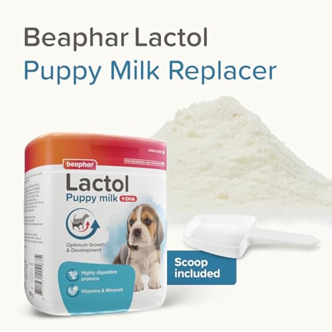 Beaphar - Lactol Puppy Milk 500g - Milk Replacer & Complete Feed for Newborn & Weaning Puppies - For growth & development - Contains DHA, Vitamins & Minerals - Ideal for Hand-Rearing - Use from Birth