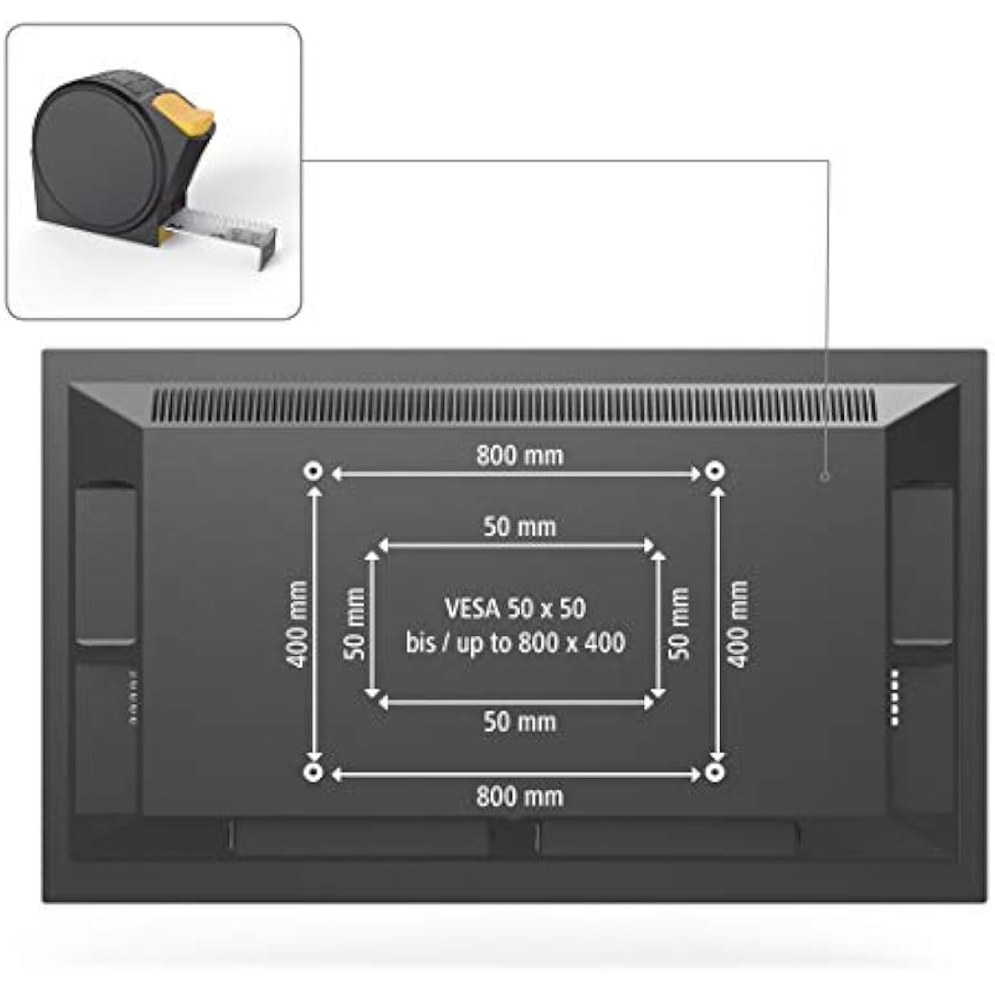 Hama "Strong" FIX TV Wall Bracket | 800 x 400 VESA | For TV's up to 229 cm (90") | Up to 100kg | Black