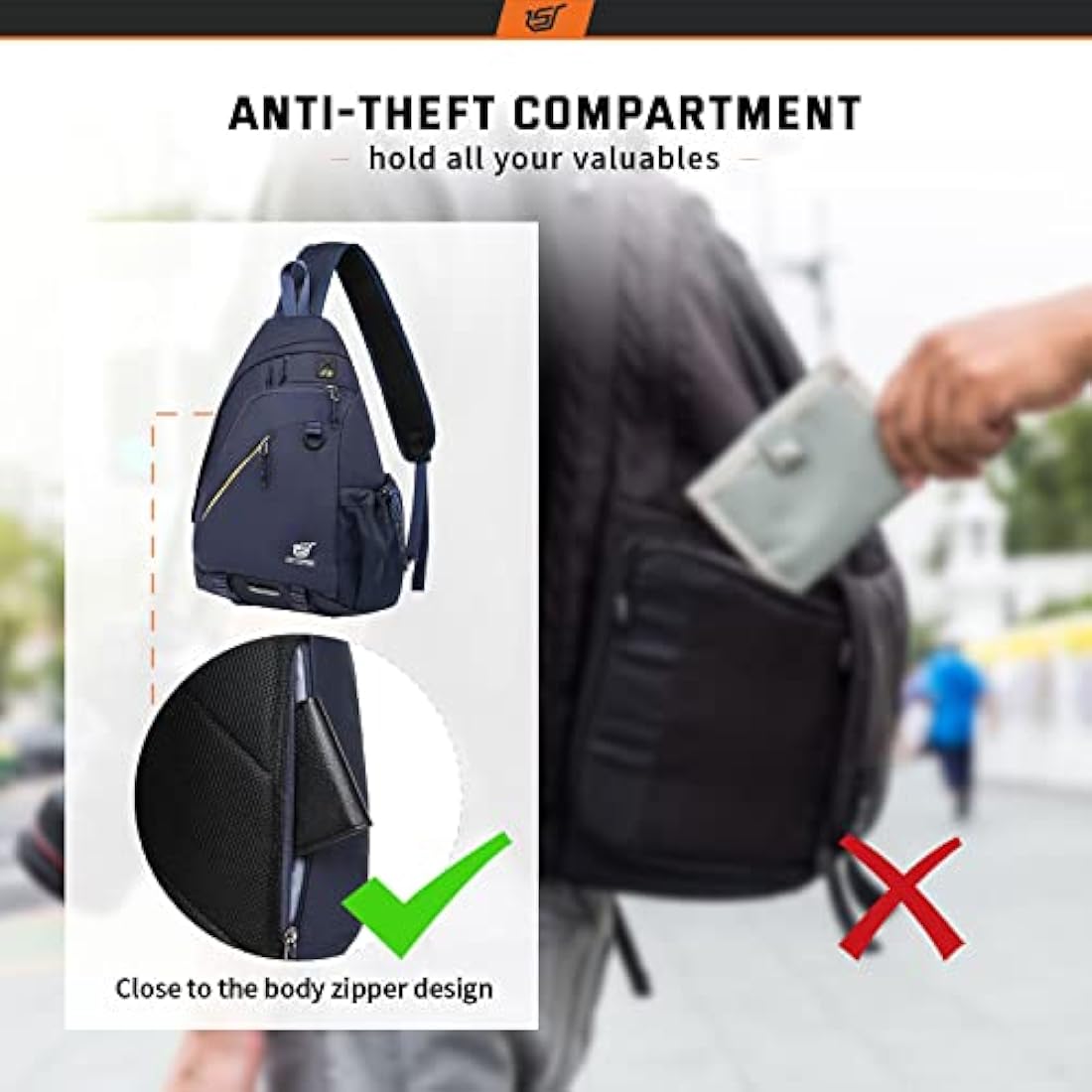 SKYSPER Sling Laptop Bag (Up to 13 Inch) - 18L Crossbody Sling Backpack Travel Shoulder Bag Hiking Daypack for Men Women