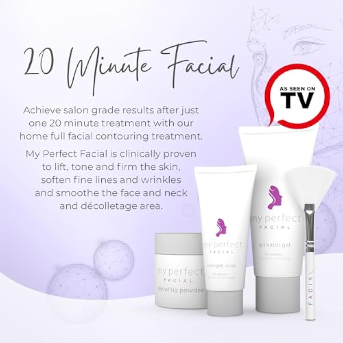 My Perfect Facial, Penny Lane, 10 Treatment Kit, Instant Results, Clinically Proven, Anti-Ageing 3-Stage Facial Contouring and Skin Tightening System. Salon Grade Results, As Seen on TV.