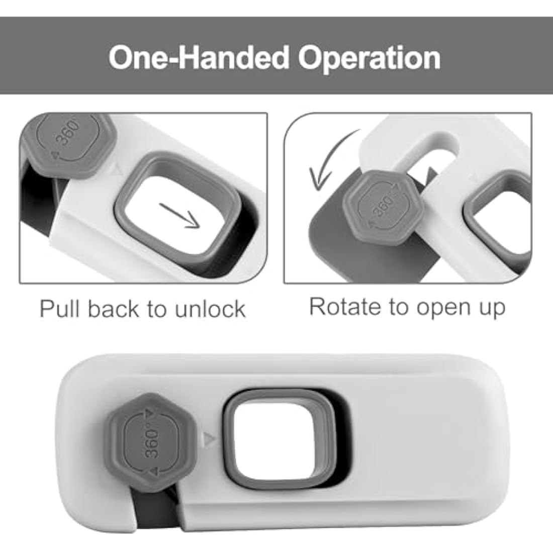 BECOMTO 5 Pack Childproof Refrigerator Lock,Cupboard Locks for Children,Freezer Lock Apply to Max 1"(25mm) Sealing Strip,Cabinet Cupboard Lock for Toddlers,Easy to Install,No Tools Need or Drill,Grey