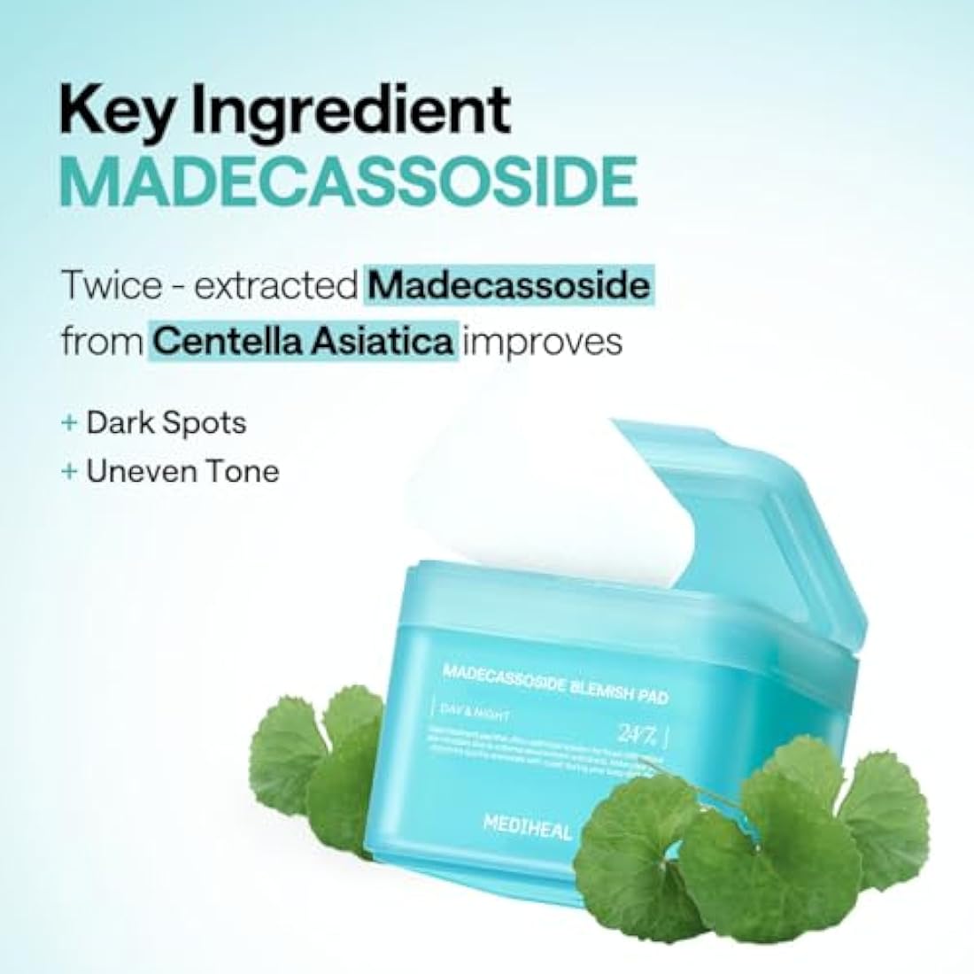 MEDIHEAL Cotton Facial Pads with Centella Asiatica Extract, 100 Count, Vegan, for Uneven Skin Tone