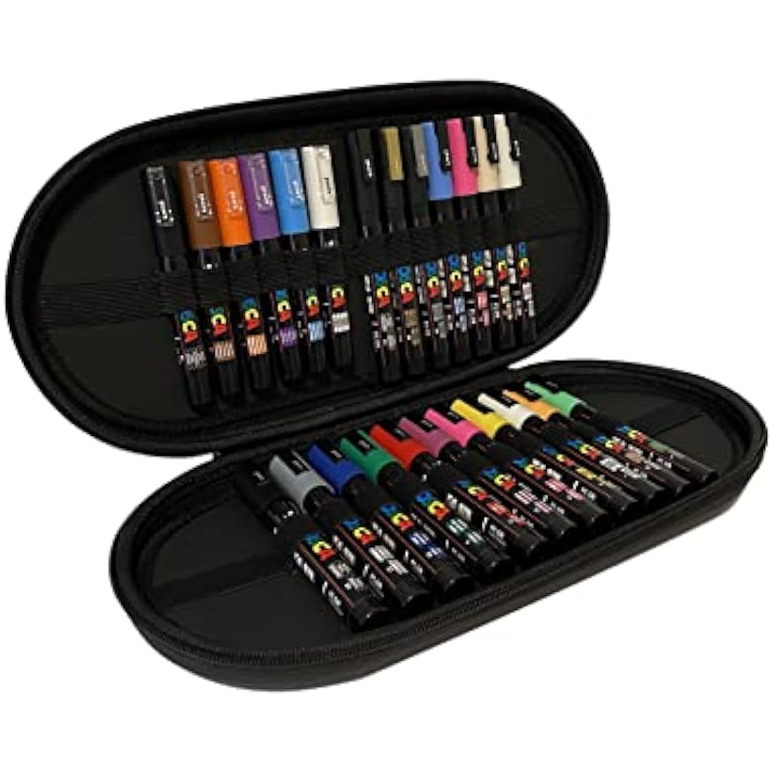 POSCA Water Based Permanent Marker Paint Pens with Premium Quality Travel Case for Arts and Crafts. Multi Surface Use On Wood, Metal, Paper, Cardboard, Glass, Fabric & Rock. Set of 24 Vibrant Colours