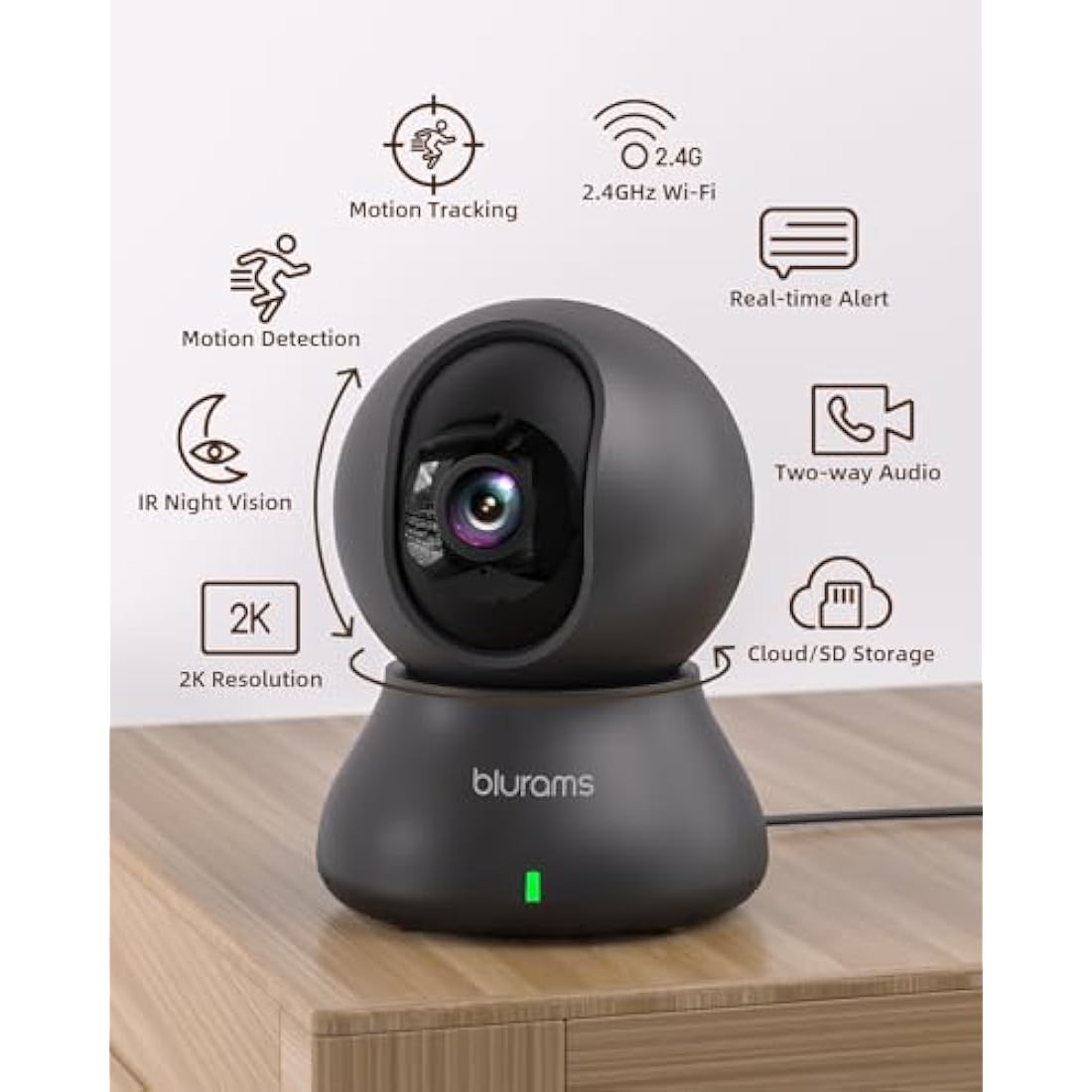 blurams Pet Camera 2K, Indoor Camera, Dog Camera, 360° Home Security Camera, Night Vision, Motion Tracking, 2-Way Talk, Cloud&SD, APP Control, Works with Alexa