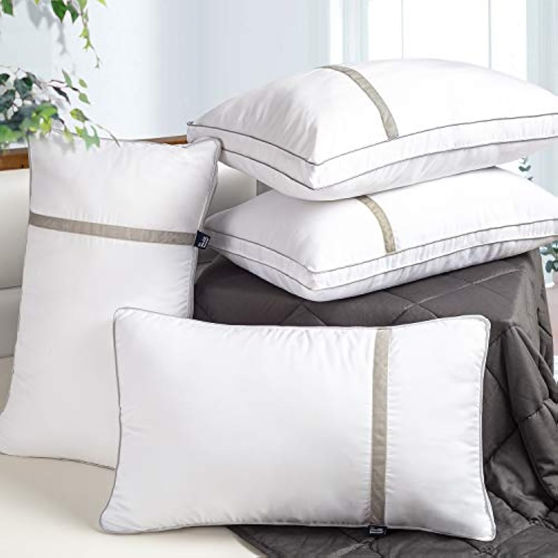 BedStory 2 Pack Hotel Quality Pillows, Down Alternative, Supportive Filled Pillows for Neck/Back/Side Sleepers, Standard Size 42x70cm