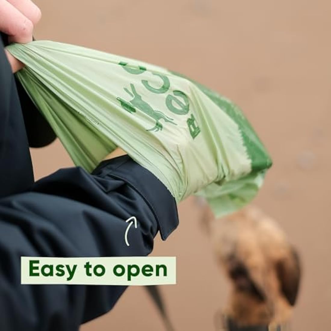 Beco Dog Poop Bags Rolls - Strong & Large - 120 Bags (8 Rolls of 15) Mint Scented, Dispenser Compatible for Dog Waste