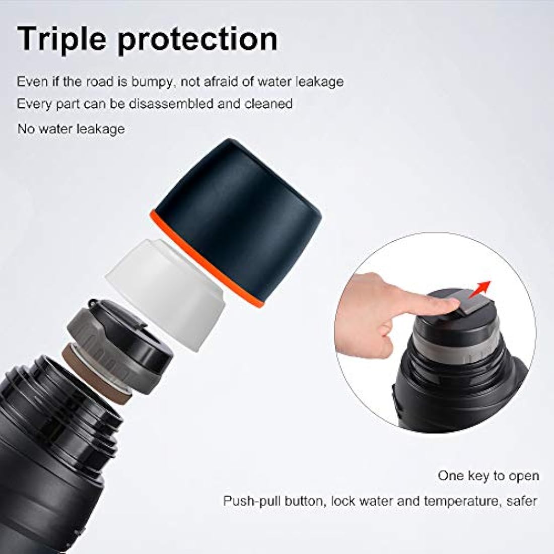 LOKPESCO Travel Flasks for Hot and Cold Drinks 2L/70oz, Stainless Steel Vacuum Insulated Flask, Thermal Carafe Flask, Hot Water Bottles with Drinking Mug for Hiking/Camping and More (Navy, 2L)