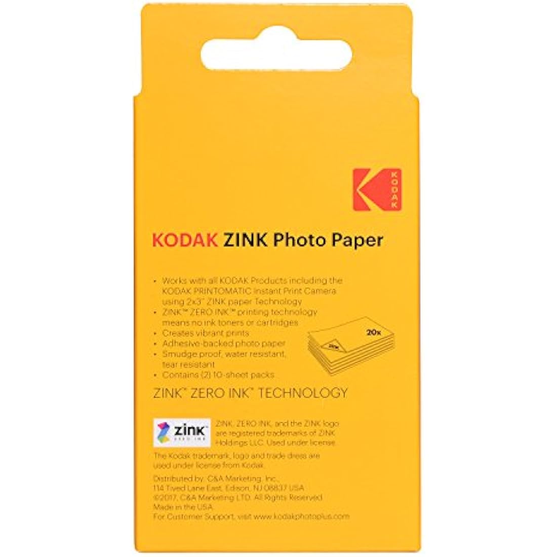 KODAK 5x7 cm Premium ZINK Photo Paper (20 Sheets) Compatible with KODAK PRINTOMATIC