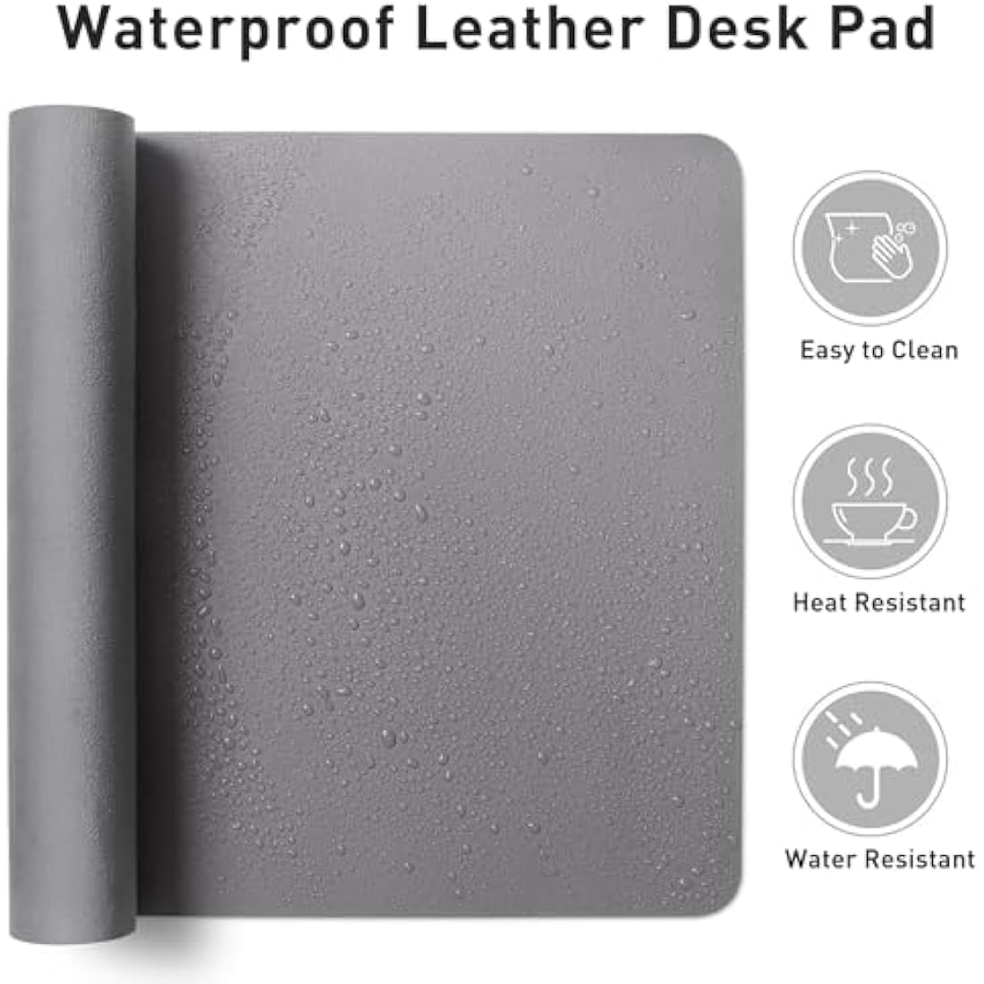 Aothia Leather Desk Pad Protector,Mouse Pad,Office Desk Mat, Non-Slip PU Leather Desk Blotter,Laptop Desk Pad,Waterproof Desk Writing Pad for Office and Home (91cmx43cm,Light Grey)