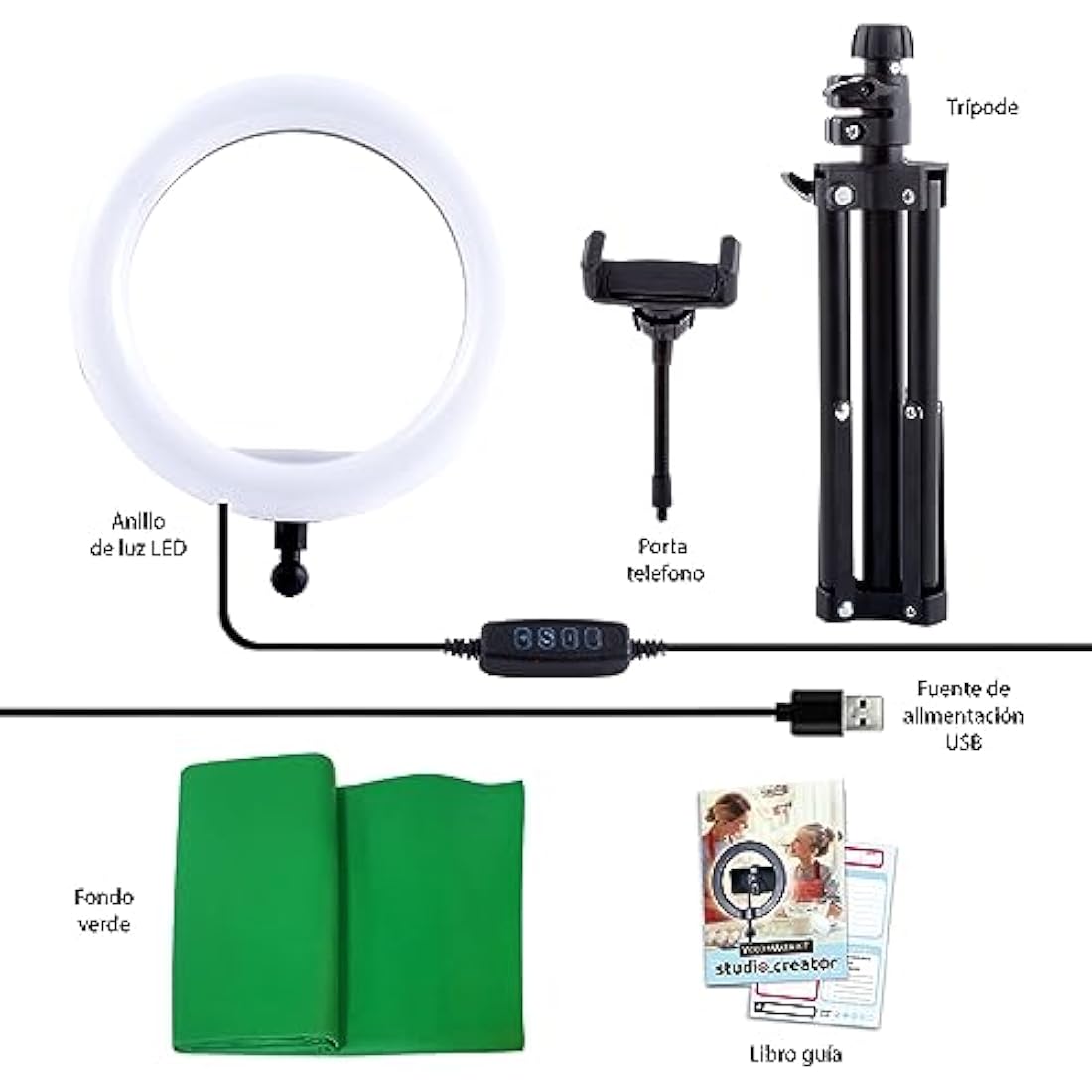 Canal Toys - Video Studio Creator Kit - Become an Influencer - Accessories with Green Background, Tripod and Ring of Light - From 8 years old - INF 001 - Cranberry