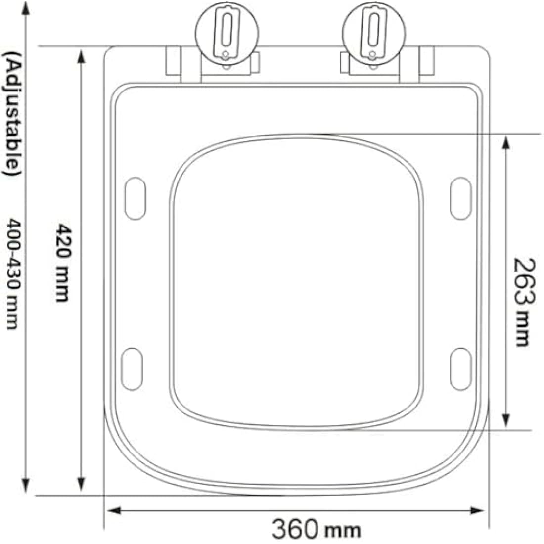 Square Toilet Seat Soft Close Toilet Seat Mute Seat Cover Quick Release Loo Seat Easy Cleaning Easy Installation with Top Fixing & Adjustable Hinges 42L x 36W cm Plastic AAN®