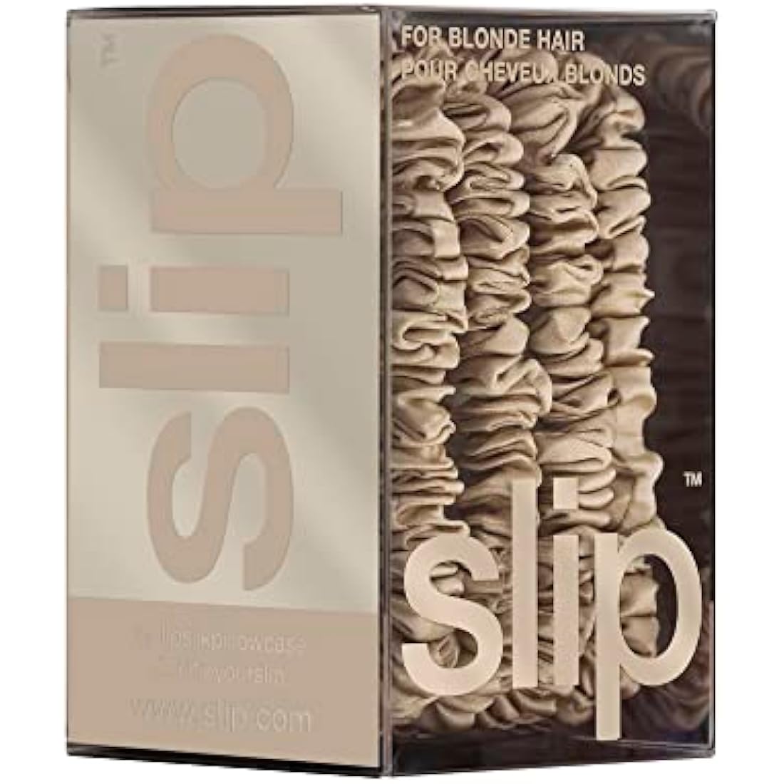 slip Skinny Blonde Scrunchies - Back to Basics - Anti-Crease, Anti-Breakage Slipsilk Design Protects Delicate Hair - Includes 4 Pure Silk Scrunchies - 4 Pack