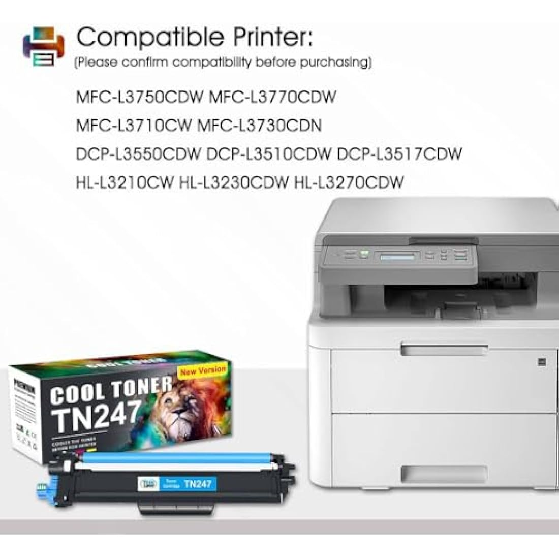 Cool Toner TN247 Toner Cartridge for Brother DCP-L3550CDW TN-243CMYK TN243CMYK TN243 TN 243 MFC-L3750CDW MFC-L3770CDW HL-L3210CW HL-L3270CDW HL-L3230CDW TN247C TN247Y TN247M Pack of 4