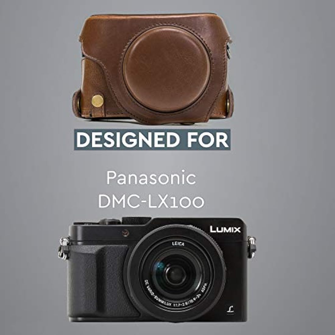 MegaGear MG662 "Ever Ready" Protective Leather Case Bag for Panasonic Lumix LX100/DMC-LX100 Camera - Dark Brown