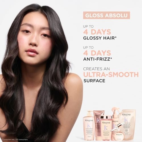 Kérastase Gloss Absolu Refillable Shampoo for All Hair Types, with Glycolic Acid, Hyaluronic Acid & Wild Rose 500ml