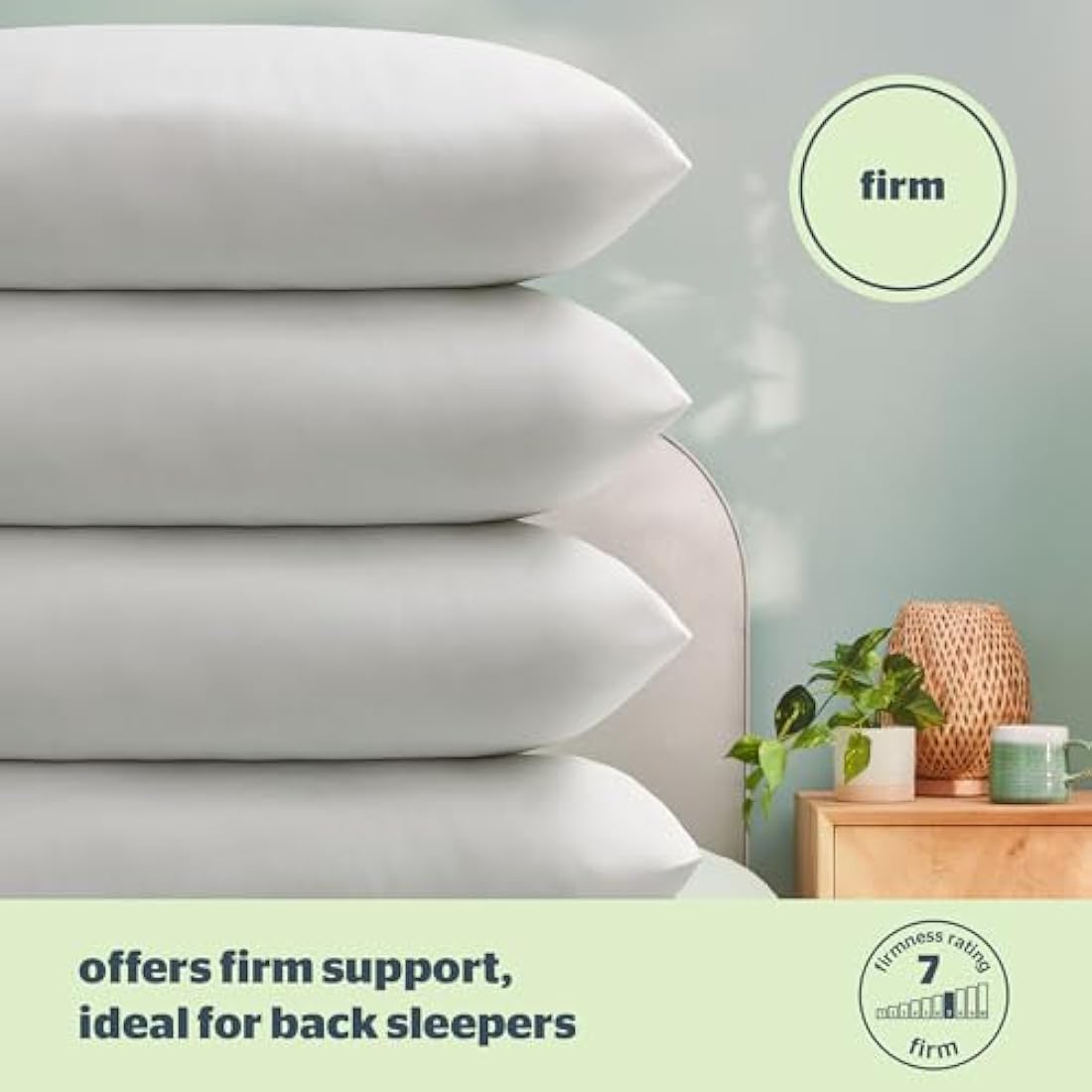 Silentnight Anti Allergy Firm Pillows 4 Pack – Firm Support Pillows with Fibre Core Ideal for Side Sleepers and Neck and Shoulder Pain Relief – Hypoallergenic – Pack of 4, White