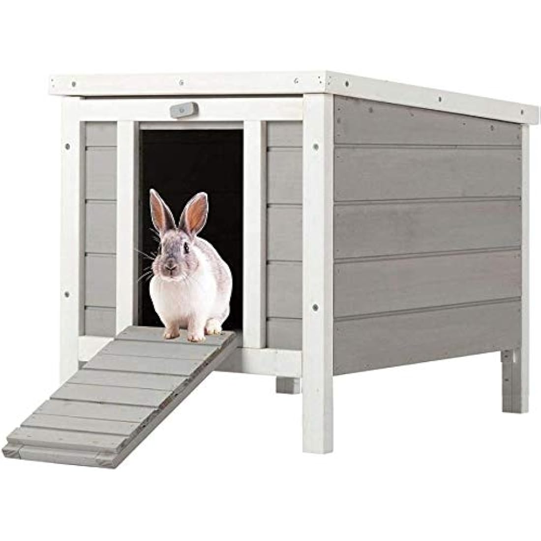 Bunny Business Cat/Puppy/Rabbit/Guinea Pig Wooden Hide House - 50 x 42 x 43cm (Grey)