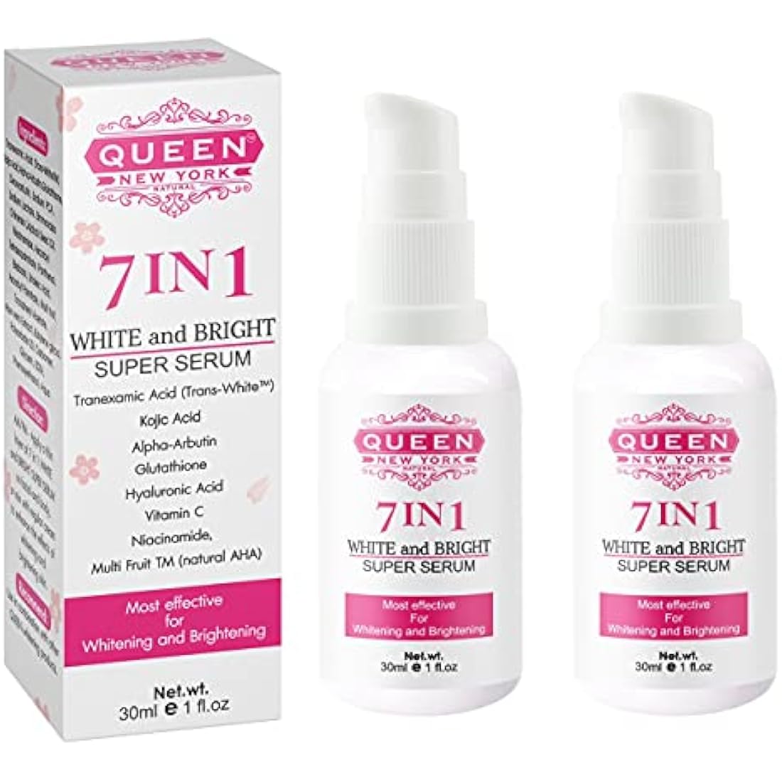 QUEEN 7in1 Super Face Serum Dark Spot Remover Melasma Treatment Anti Aging Vegan Cruelty Free-NO FRAGRANC by QUEEN NATURAL NEW YORK (Pack of 2)
