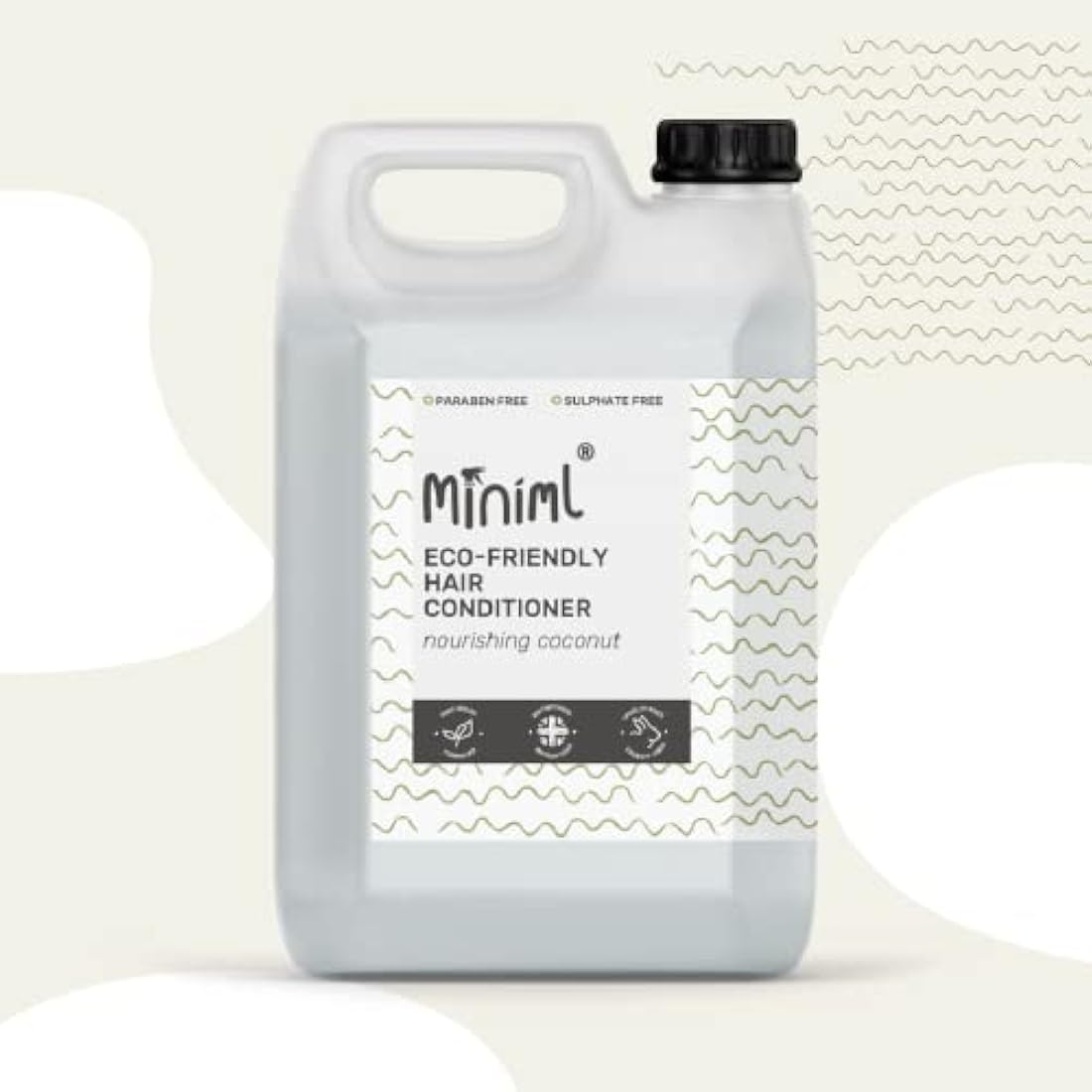 Miniml Natural Hair Conditioner Eco Friendly - Refill Nourishing Coconut Men and Womens Sensitive Scalp & Skin Cruelty Free Vegan Formula - For Greasy, Curly, Dry Hair, 5L (Pack of 1)