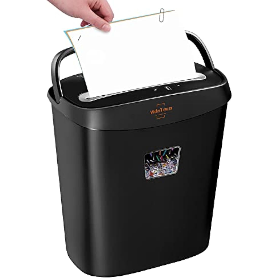 VidaTeco Micro-Cut Paper Shredder 10-Sheet Shreds Paper/Card/Staple/Clip Paper Shredder for Home Office Security Level P-4 Jam Proof System 15L Pullout Basket