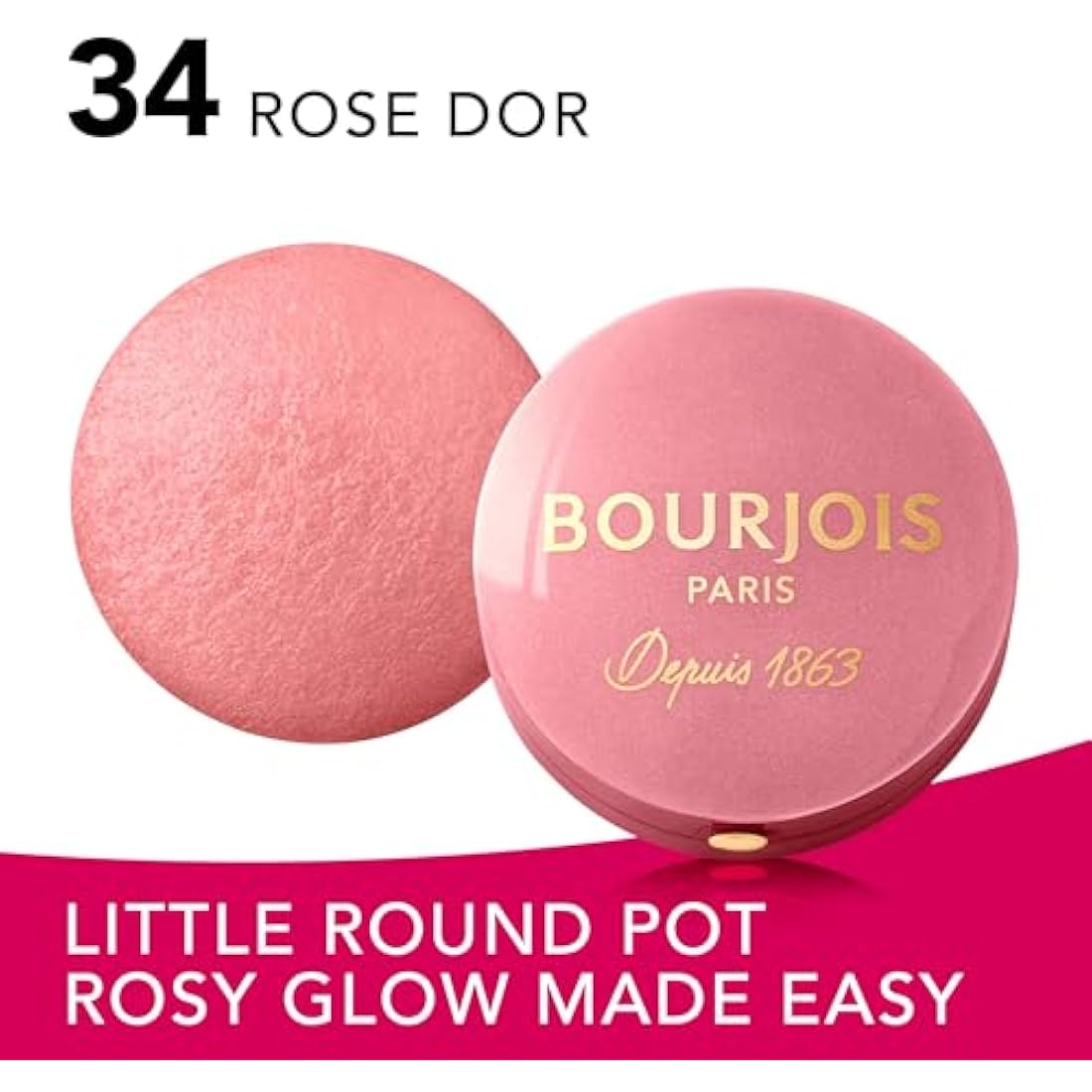 Bourjois Little Round Pot Blusher 34 Rose D'or, 2.5g, 29192115034