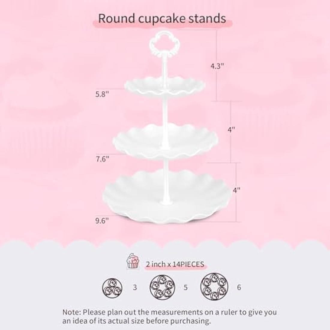 Pack of 10 NWK Cake Stand, Cupcake Stand, with 3 x Two-Tier Cupcake Stands, 3 x Three-Tier Cupcake Stands, 4 x Appetizer Trays, for Birthday Baby Bridal Shower Party (White)