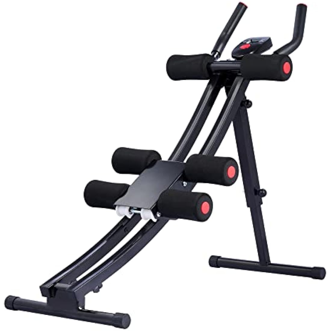 ZELUS Ab Machine for Home Gym, Core Strength Training Equipment for Home Fitness, Ab Crunch Coaster with 4 Intensities and Digital Display, Foldable Core Trainer for Abdominal